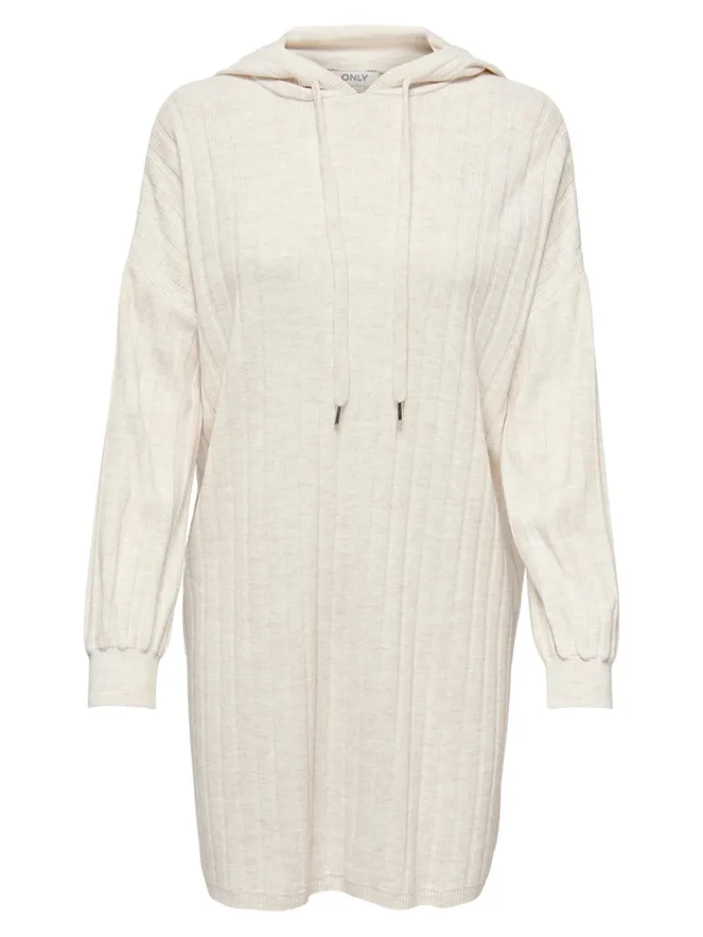 ONLTESSA CAREY L/S HOOD DRESS KNT pumice stone