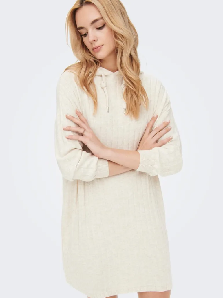 ONLTESSA CAREY L/S HOOD DRESS KNT pumice stone