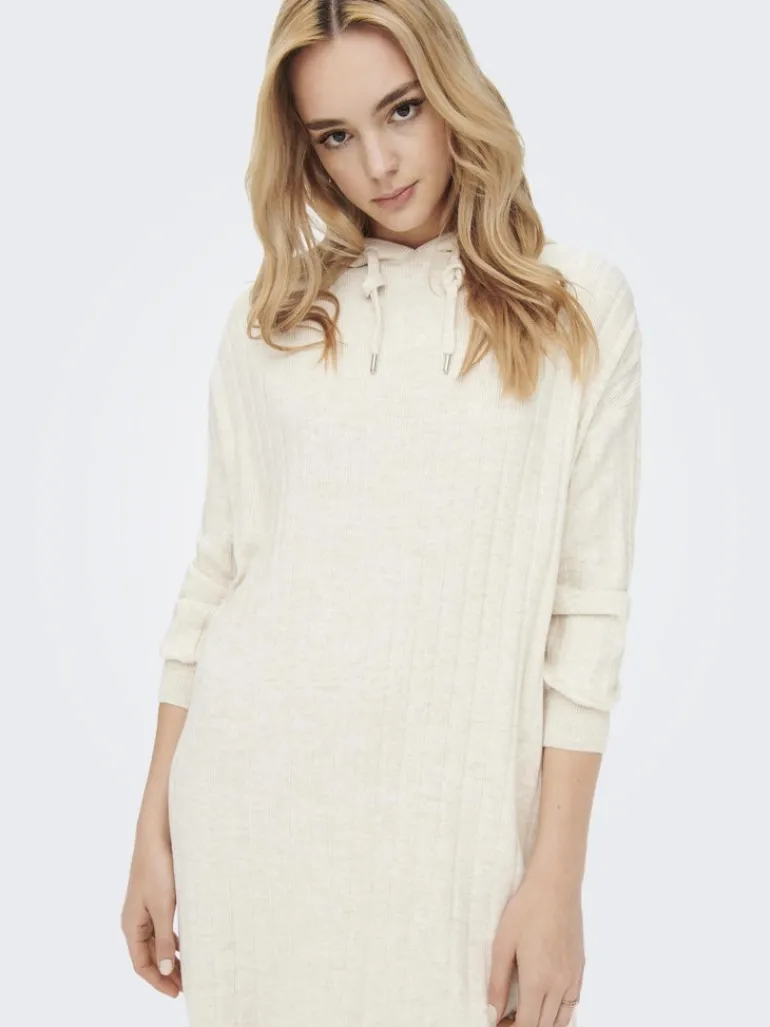ONLTESSA CAREY L/S HOOD DRESS KNT pumice stone