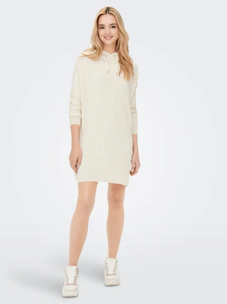 ONLTESSA CAREY L/S HOOD DRESS KNT pumice stone