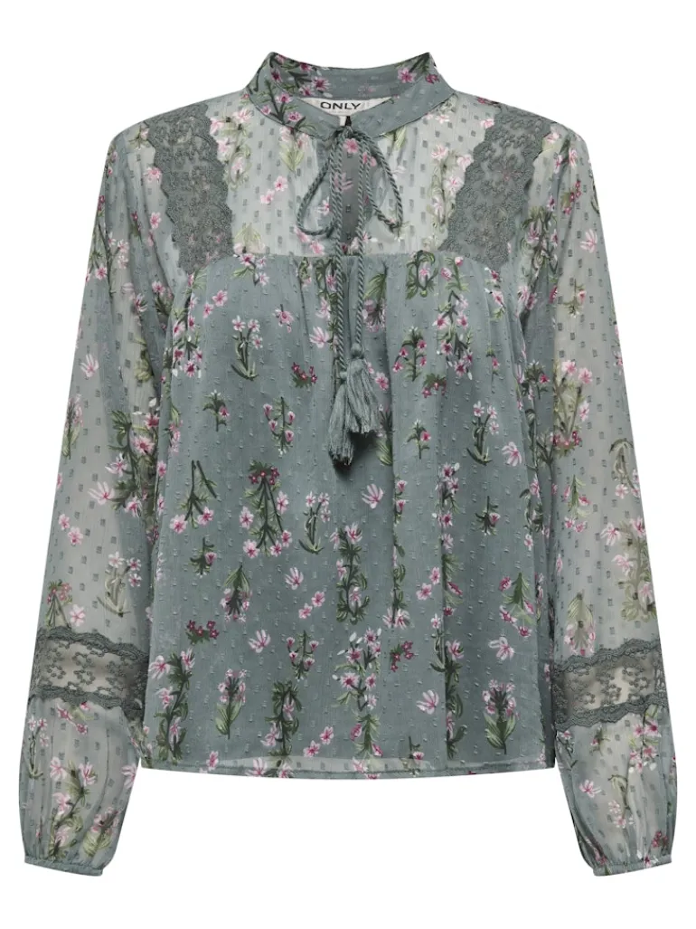 ONLTESSA ELIZA LS TOP WVN balsam green