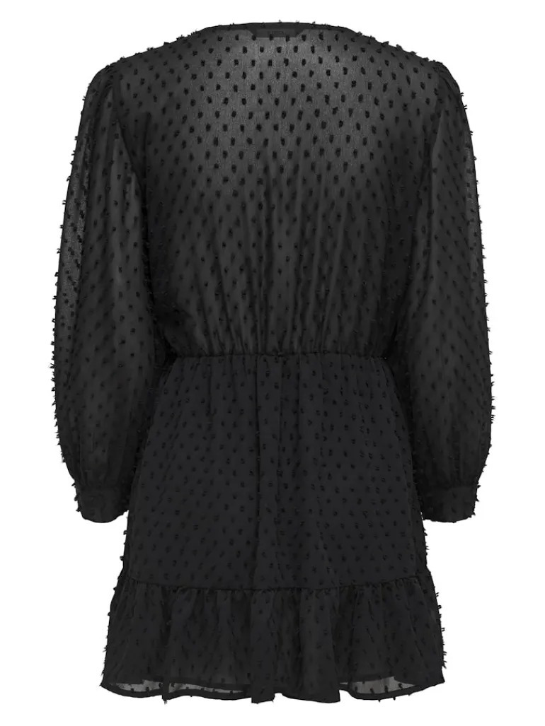 ONLTIVA L/S DOBBY WRAP DRESS NOOS WVN black