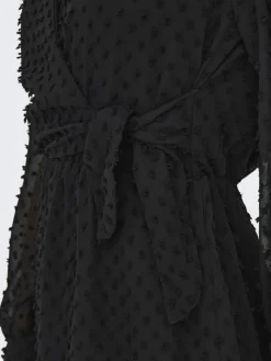 ONLTIVA L/S DOBBY WRAP DRESS NOOS WVN black
