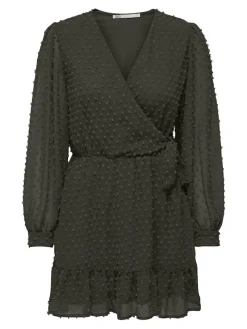 ONLTIVA L/S DOBBY WRAP DRESS NOOS WVN rosin