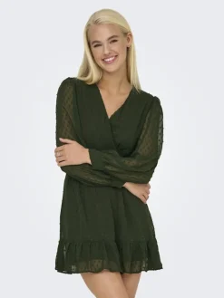 ONLTIVA L/S DOBBY WRAP DRESS NOOS WVN rosin