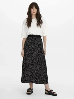 ONLVENEDIG AOP LIFE LONG SKIRT WVN NOOS black