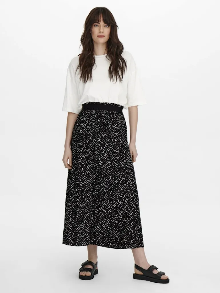 ONLVENEDIG AOP LIFE LONG SKIRT WVN NOOS black