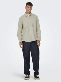ONSALP 2PKT WASHD CORD LS SHIRT OTL silver lining