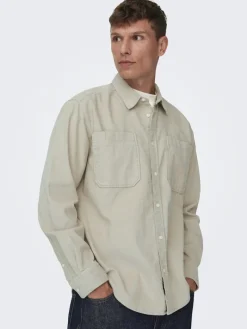 ONSALP 2PKT WASHD CORD LS SHIRT OTL silver lining