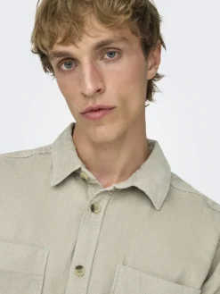 ONSALP 2PKT WASHD CORD LS SHIRT OTL silver lining