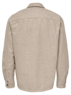 ONSASH OVR WOOLEN LOOK PKT LS SHIRT NOOS chinchilla