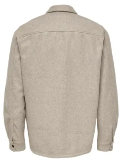 ONSASH OVR WOOLEN LOOK PKT LS SHIRT NOOS chinchilla