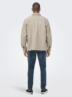 ONSASH OVR WOOLEN LOOK PKT LS SHIRT NOOS chinchilla