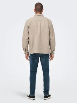 ONSASH OVR WOOLEN LOOK PKT LS SHIRT NOOS chinchilla