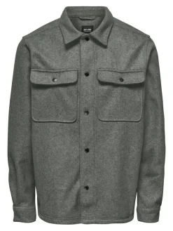 ONSASH OVR WOOLEN LOOK PKT LS SHIRT NOOS castor gray