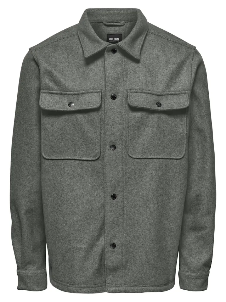 ONSASH OVR WOOLEN LOOK PKT LS SHIRT NOOS castor gray