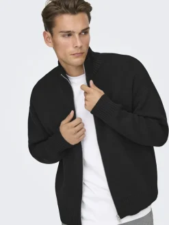 ONSBLAKE DS HIGH NECK CARDIGAN KNIT NOOS black