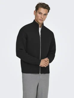 ONSBLAKE DS HIGH NECK CARDIGAN KNIT NOOS black
