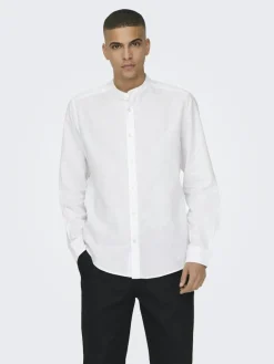 ONSCAIDEN LIFE LS LINEN BLEND MAO NOOS white