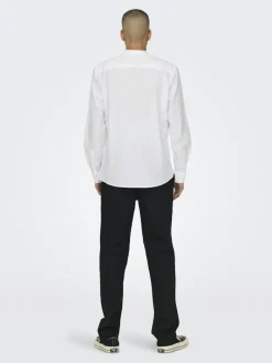 ONSCAIDEN LIFE LS LINEN BLEND MAO NOOS white
