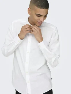 ONSCAIDEN LIFE LS LINEN BLEND MAO NOOS white