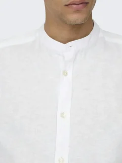 ONSCAIDEN LIFE LS LINEN BLEND MAO NOOS white