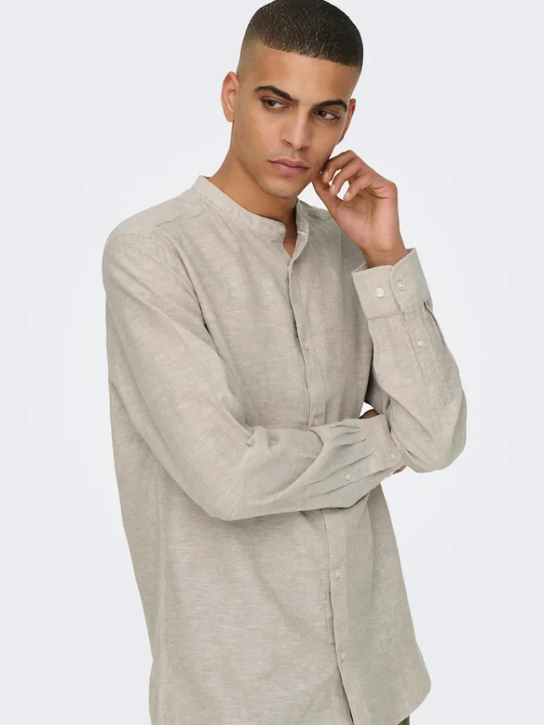 ONSCAIDEN LIFE LS LINEN BLEND MAO NOOS chinchilla