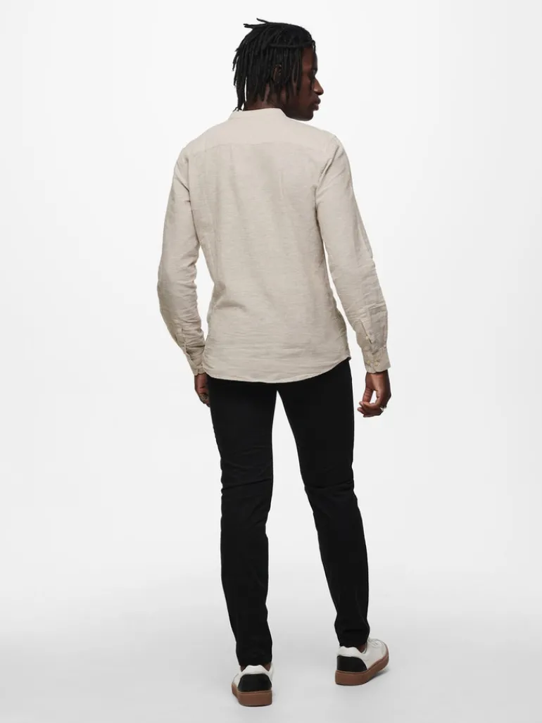 ONSCAIDEN LIFE LS LINEN BLEND MAO NOOS chinchilla