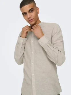 ONSCAIDEN LIFE LS LINEN BLEND MAO NOOS chinchilla