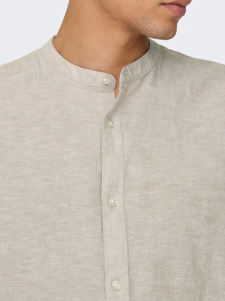 ONSCAIDEN LIFE LS LINEN BLEND MAO NOOS chinchilla