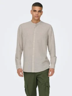 ONSCAIDEN LIFE LS LINEN BLEND MAO NOOS chinchilla