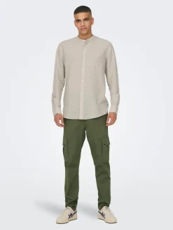 ONSCAIDEN LIFE LS LINEN BLEND MAO NOOS chinchilla