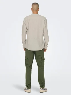 ONSCAIDEN LIFE LS LINEN BLEND MAO NOOS chinchilla