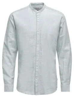 ONSCAIDEN LIFE LS LINEN BLEND MAO NOOS cashmere blue