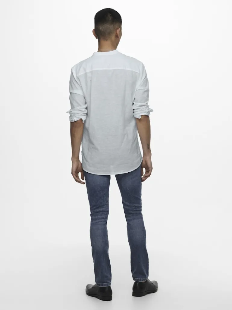 ONSCAIDEN LIFE LS LINEN BLEND MAO NOOS cashmere blue