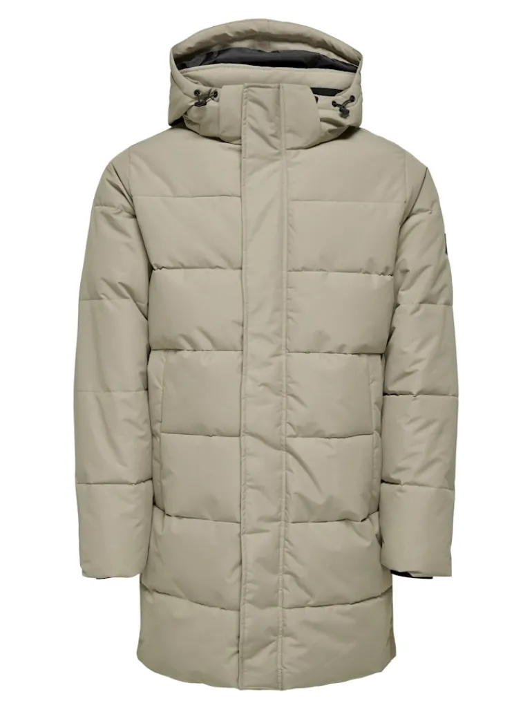 ONSCARL LIFE LONG QUILTED COAT OTW NOOS desert taupe