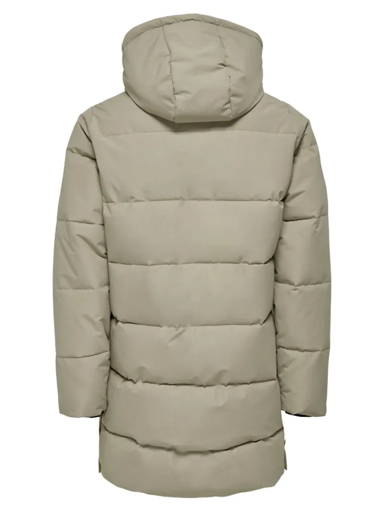 ONSCARL LIFE LONG QUILTED COAT OTW NOOS desert taupe