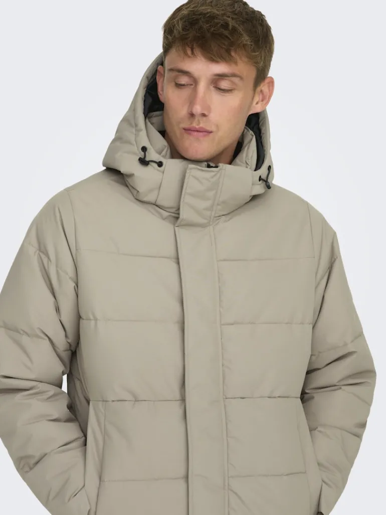 ONSCARL LIFE LONG QUILTED COAT OTW NOOS desert taupe