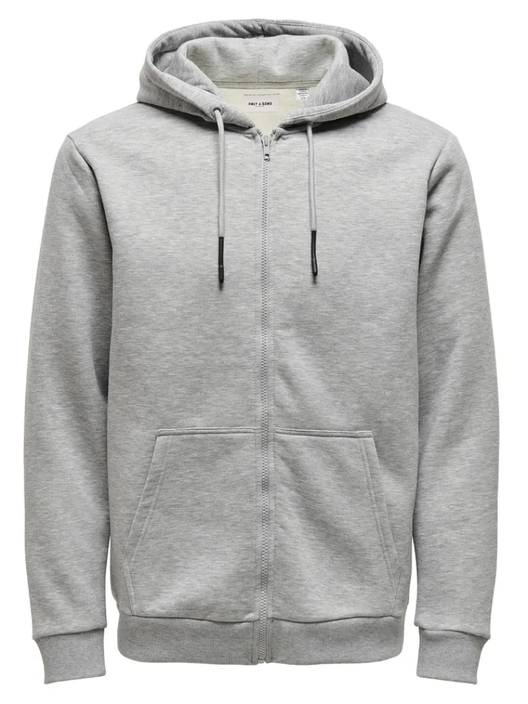 ONSCERES ZIP THR. HOODIE SWEAT NOOS light grey melange