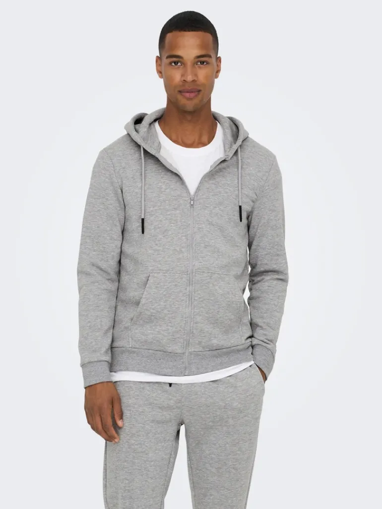 ONSCERES ZIP THR. HOODIE SWEAT NOOS light grey melange