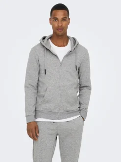 ONSCERES ZIP THR. HOODIE SWEAT NOOS light grey melange