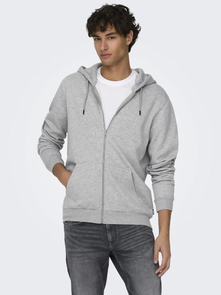 ONSCERES ZIP THR. HOODIE SWEAT NOOS light grey melange