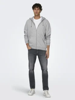ONSCERES ZIP THR. HOODIE SWEAT NOOS light grey melange