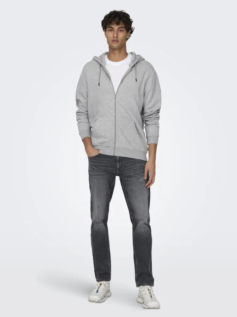 ONSCERES ZIP THR. HOODIE SWEAT NOOS light grey melange