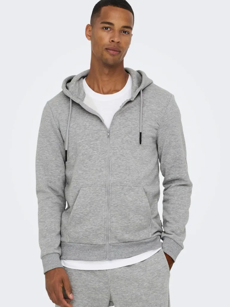 ONSCERES ZIP THR. HOODIE SWEAT NOOS light grey melange