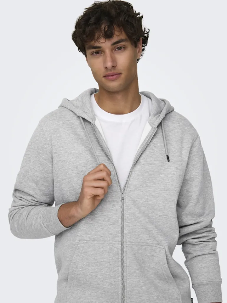 ONSCERES ZIP THR. HOODIE SWEAT NOOS light grey melange