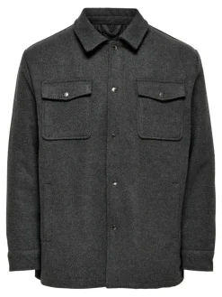 ONSCREED LOOSE WOOL JACKET OTW dark grey melange
