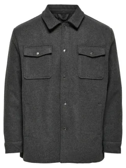 ONSCREED LOOSE WOOL JACKET OTW dark grey melange