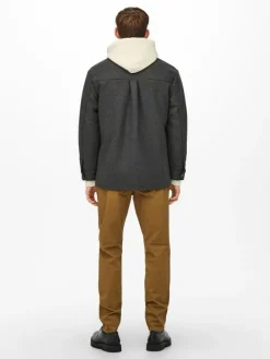 ONSCREED LOOSE WOOL JACKET OTW dark grey melange