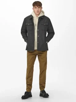 ONSCREED LOOSE WOOL JACKET OTW dark grey melange
